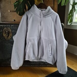 Blogilates Lavender Sherpa Fleece Mixed Media Full Zip Jacket Purple XL